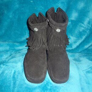 Black Suede Minnetonka Ankle Boots 6M